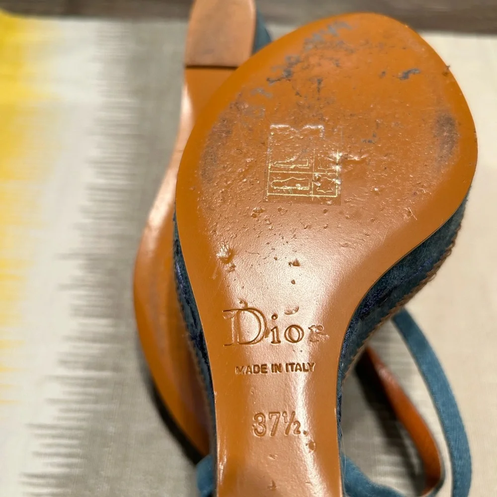*Rare Vintage* Christian Dior Women's Denim Wedges - Picture 6 of 12